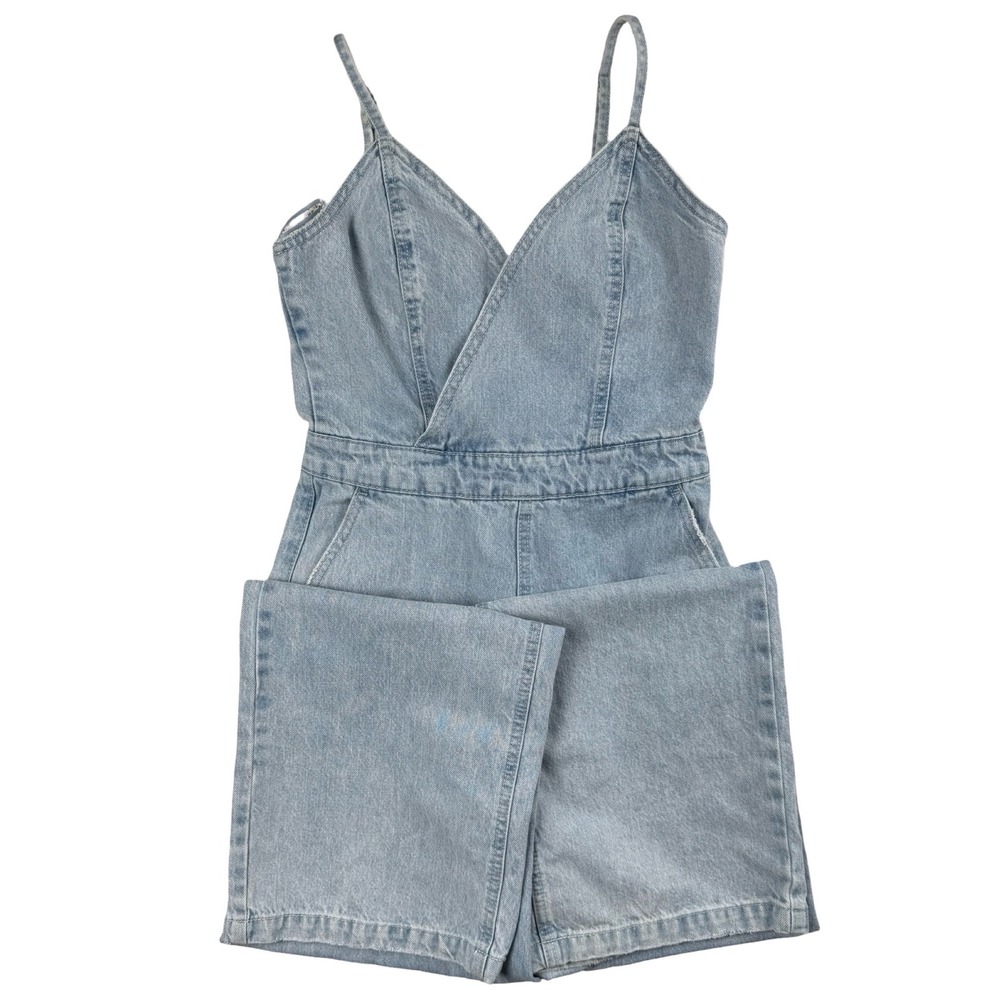 Denim Wide Leg Jumpsuit Light Wash Sleeveless Gianni Bini Juniors 5‎